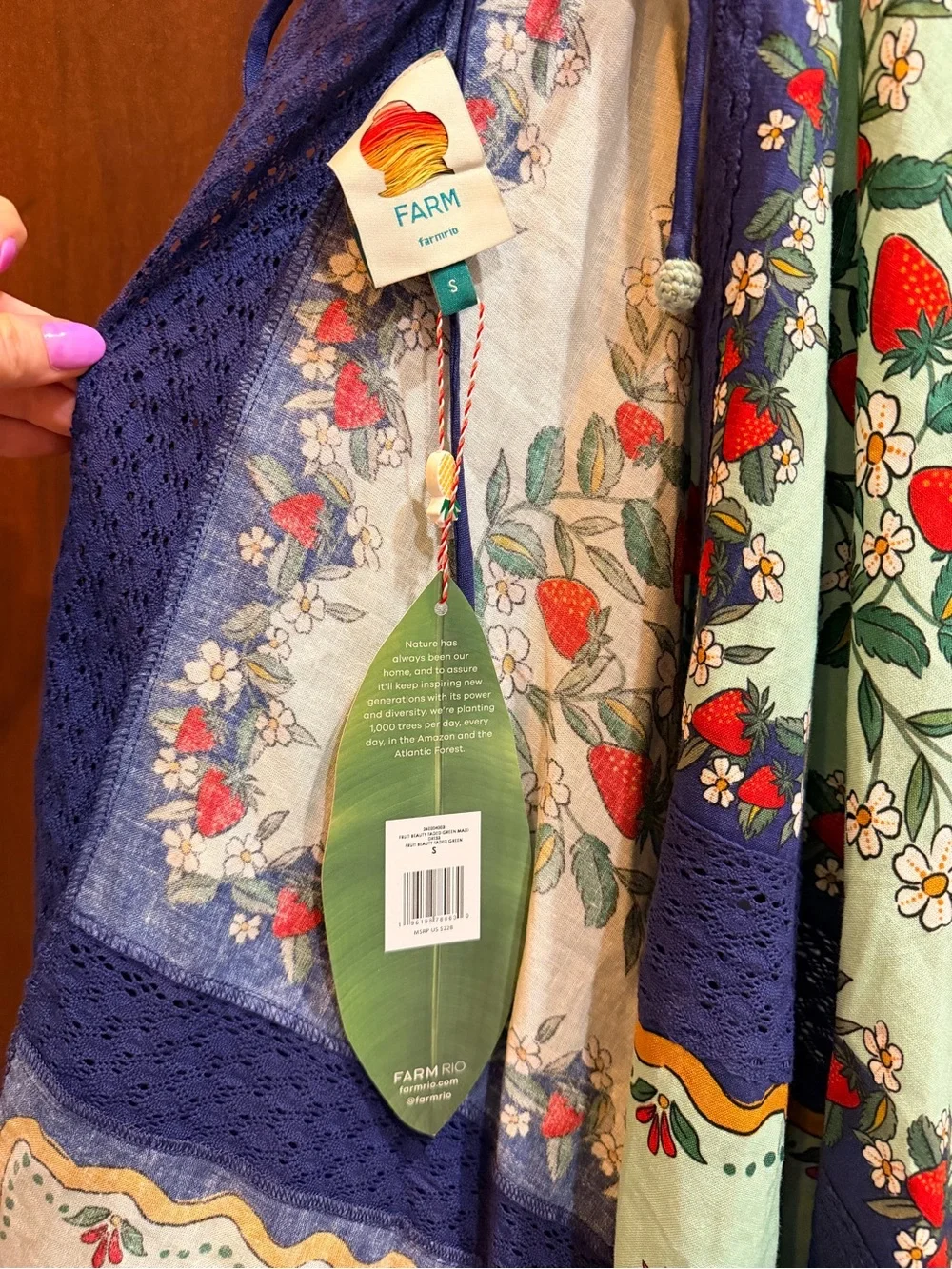 NWT FARM Rio Faded Green Fruit Beauty Maxi Dress